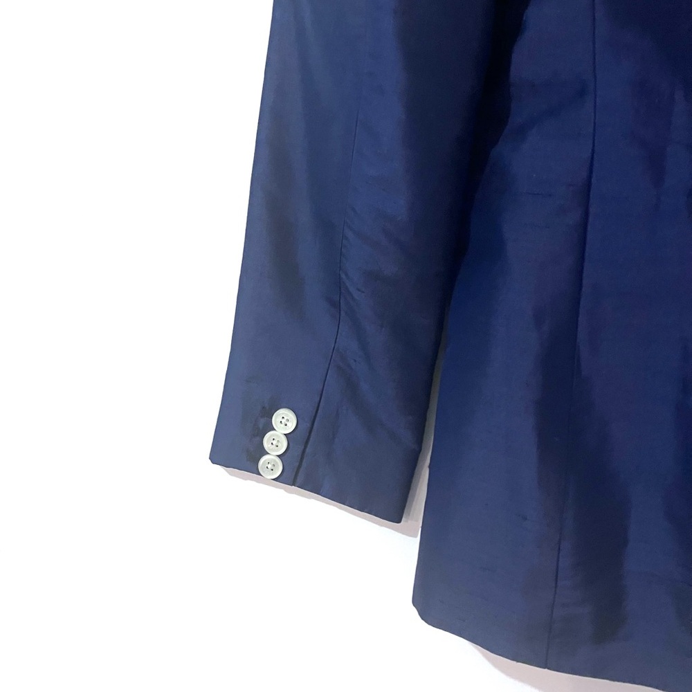 Lauren Ralph Lauren Blue Silk Single Button Blazer Size 10 - Picture 5 of 5